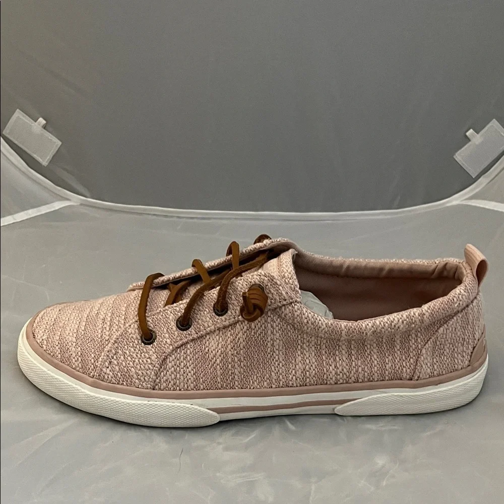 Sperry Women's Pier Wave Blush Pink Canvas Upper Slip On Sneakers - Size 9.5